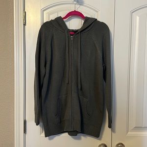 Torrid size 1, hooded front zip sweater with drawstrings.